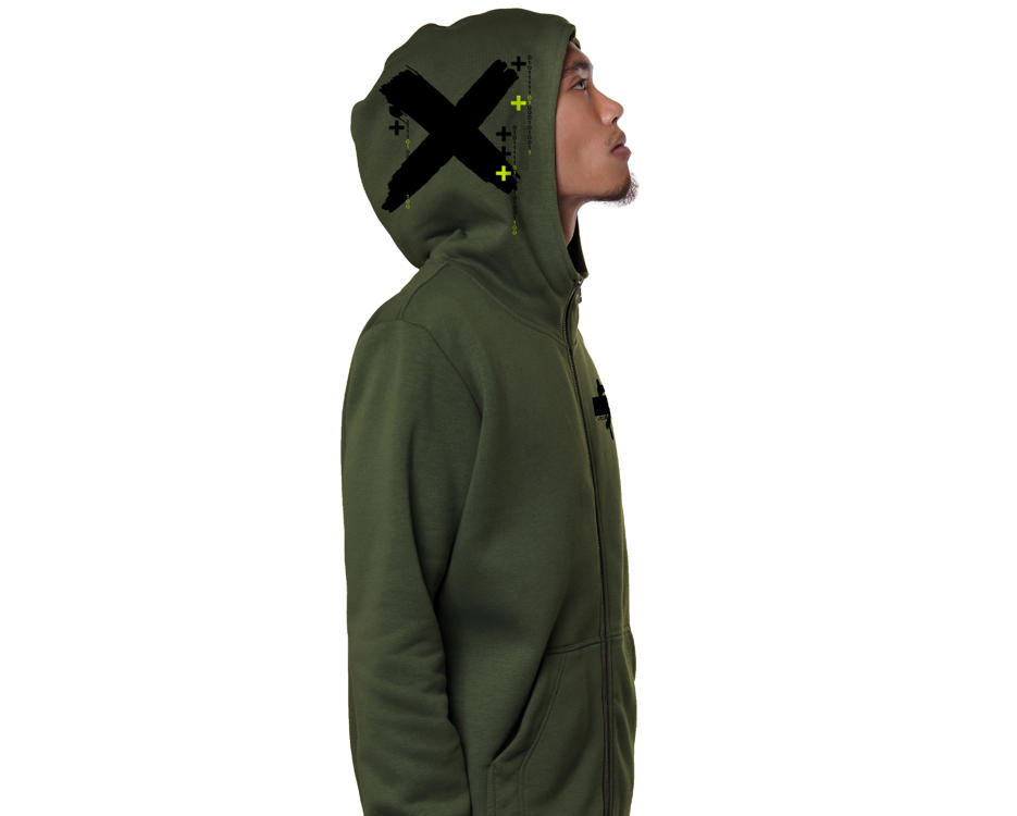 olive abstract psychedelic men hoodie